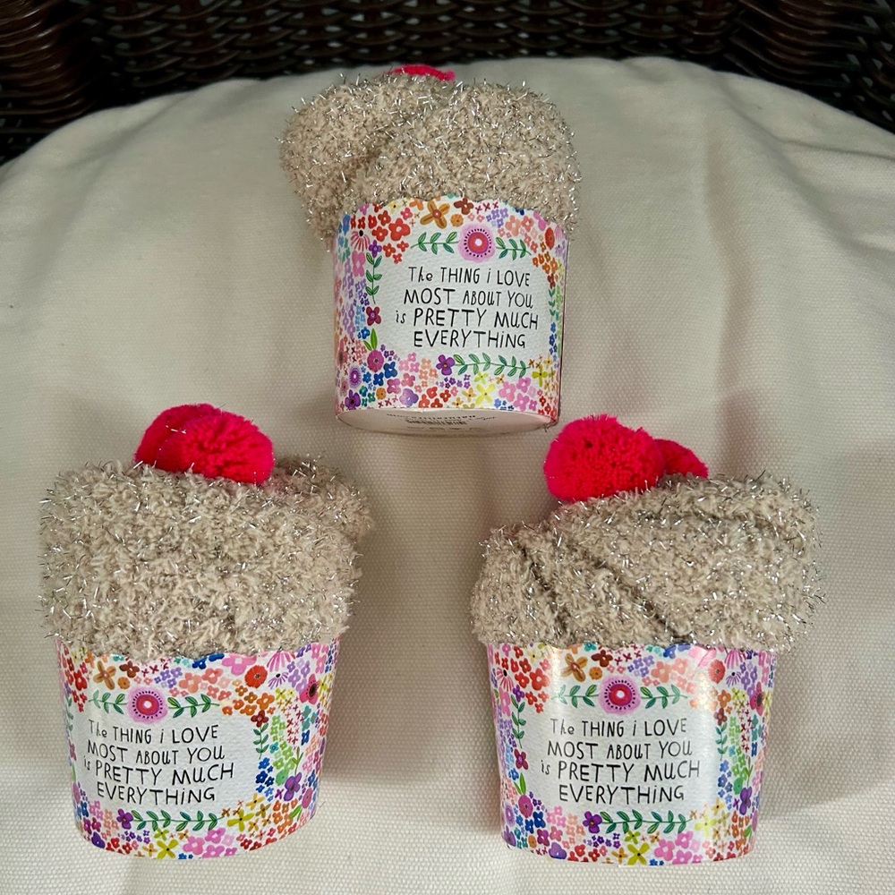 Bundle of 3 Natural Life Cream Cozy Cupcake Socks